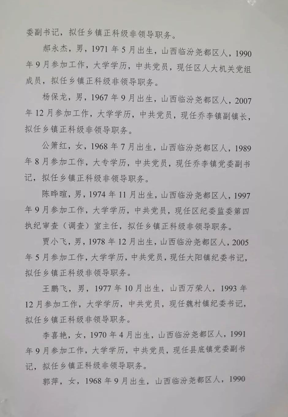 山西省晋中市寿阳县南燕竹镇最新人事任命公告